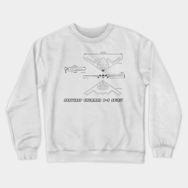 Northrop Grumman B-2 Spirit (Stealth Bomber) (black) Crewneck Sweatshirt by Big Term Designs